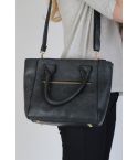 Lovemystyle donker grijs Faux Leather Tote tas met ritsen