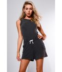 Double Agent Slate Grey Relaxed Fit Playsuit With Draw String Waist