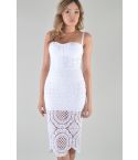 Lovemystyle Crochet Panel Midi Dress In White