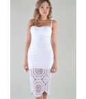 Lovemystyle ganchillo Panel Midi Vestido de blanco