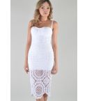 Lovemystyle White Bandage Dress With Crochet Skirt Overlay - SAMPLE