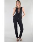 Lovemystyle Black Lace Up Front Overall