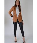 Lovemystyle Blazer With Long Line Collar In Camel