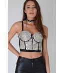 Lovemystyle svart strukturerad Bralet med hela Silver paljetter