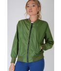 Lovemystyle Casual Bomber Jacket In Glossy Green - SAMPLE