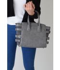 Lovemystyle Grey Handbag With Side Buckles Detail - SAMPLE