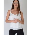 Lovemystyle White Cami With Double Strap And V-Neck Detail