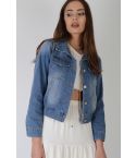 Lovemystyle licht Acid Wash bijgesneden Denim jasje