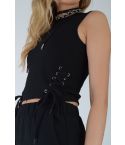 Lovemystyle Sleeveless Crop Top With Lace Up Sides In Black