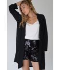 Lovemystyle Long Sleeve mince tricot veste Blazer noir