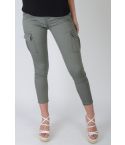 Lovemystyle mager kaki groene Jeans met ruime zijzakken
