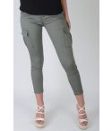 Lovemystyle Skinny Khaki Green Jeans With Large Side Pockets - SAMPLE