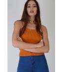 Lovemystyle striées Cami tricot sans manches Crop à Orange - échantillon