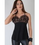 Black Lovemystyle Cami Vest Top avec buste dentelle et dos