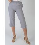 Lovemystyle Grey Fitted Crop Trousers With Waist Band