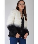 Lovemystyle White And Black Faux Fur Bomber Jacket