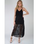 Lovemystyle Black Bodycon Dress With Lace Maxi Overlay - SAMPLE