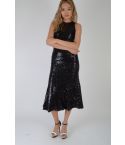 Lovemystyle schwarz Pailletten rückenfreie Maxi-Kleid mit leichten Fishtale