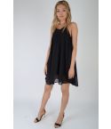 Lovemystyle Black A-Line Dress Featuring Lace Inserts