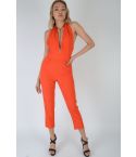 Lovemystyle Orange Backless Halter Neck Jumpsuit - SAMPLE