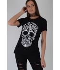 Lovemystyle Schwarzes T-Shirt mit weißem Totenkopf Grafik