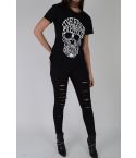 Lovemystyle Black High Waisted Skinny Jeans With Rips