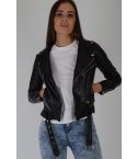 Lovemystyle Black Leather Jacket With Silver Hardware
