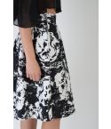 Lovemystyle svart Full Midi kjol med vita blommiga Print