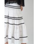 Lovemystyle White Cotton Full Midi Skirt With Black Stripes