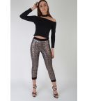 Lovemystyle Gold Sequin Leggings With Black Waistband - SAMPLE