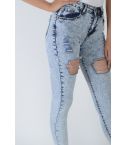 Lovemystyle Säure natürliche Taille Skinny-Jeans mit Rips