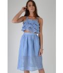 Lovemystyle Dust Blue Co-ord Featuring Midi Skirt And Frill Top - SAMPLE