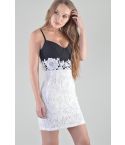 Lovemystyle Short Lace Flower Monochrome Dress