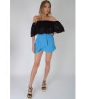 Lovemystyle Bright Blue A-Line Skirt With Aysmmetric Hem
