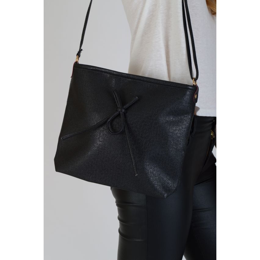 Lovemystyle schwarze schlanke Umhängetasche mit Schleife vorne