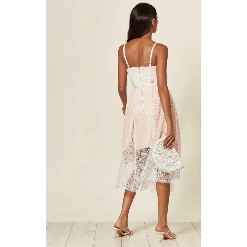 Lovemystyle Crochet Net Midikleid In Rosa und weiß