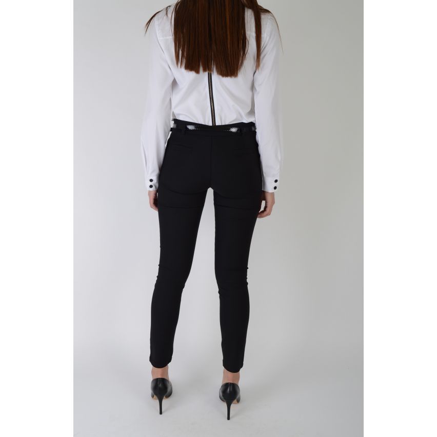 Lovemystyle Black Pencil Trousers With Gold Buckle Belt - SAMPLE