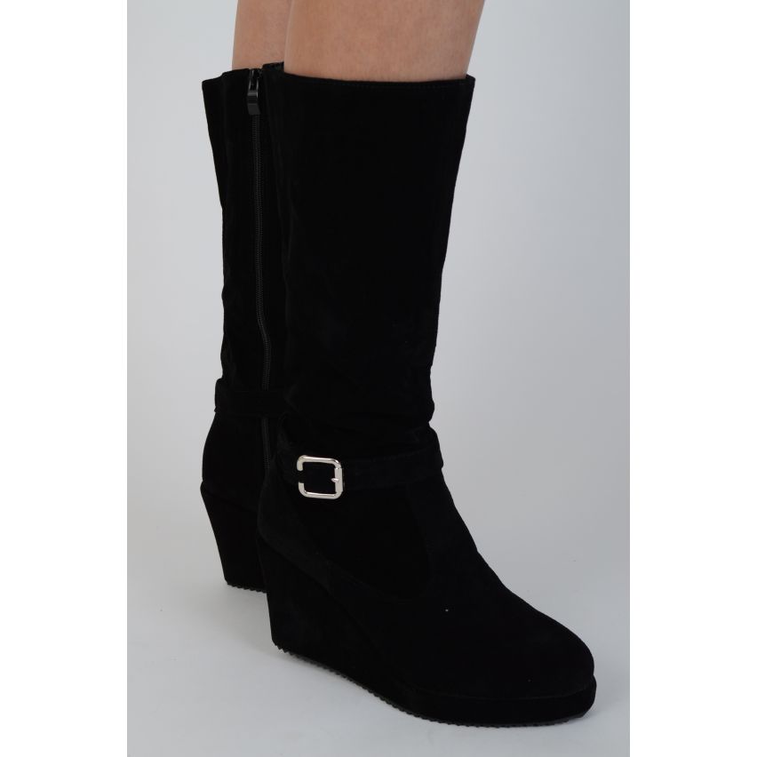 Lovemystyle Knee High bottes avec plate-forme Wedge en noir