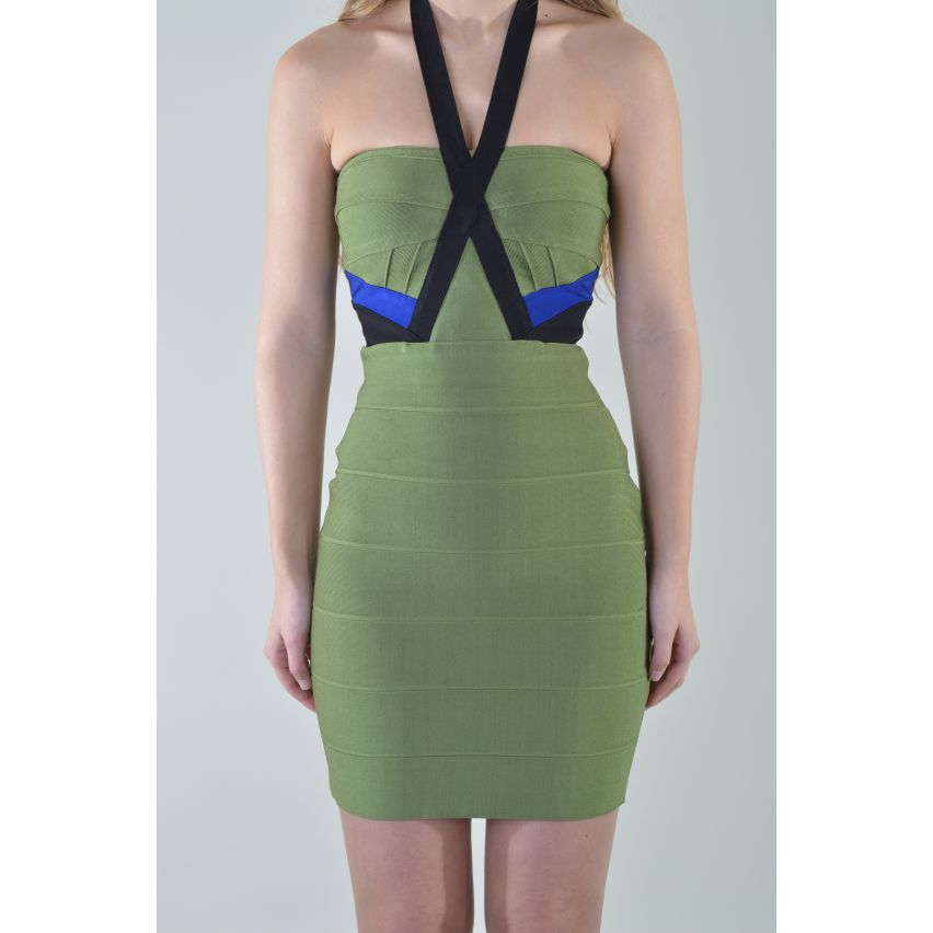 Robe Bandage Halterneck Lovemystyle court en vert