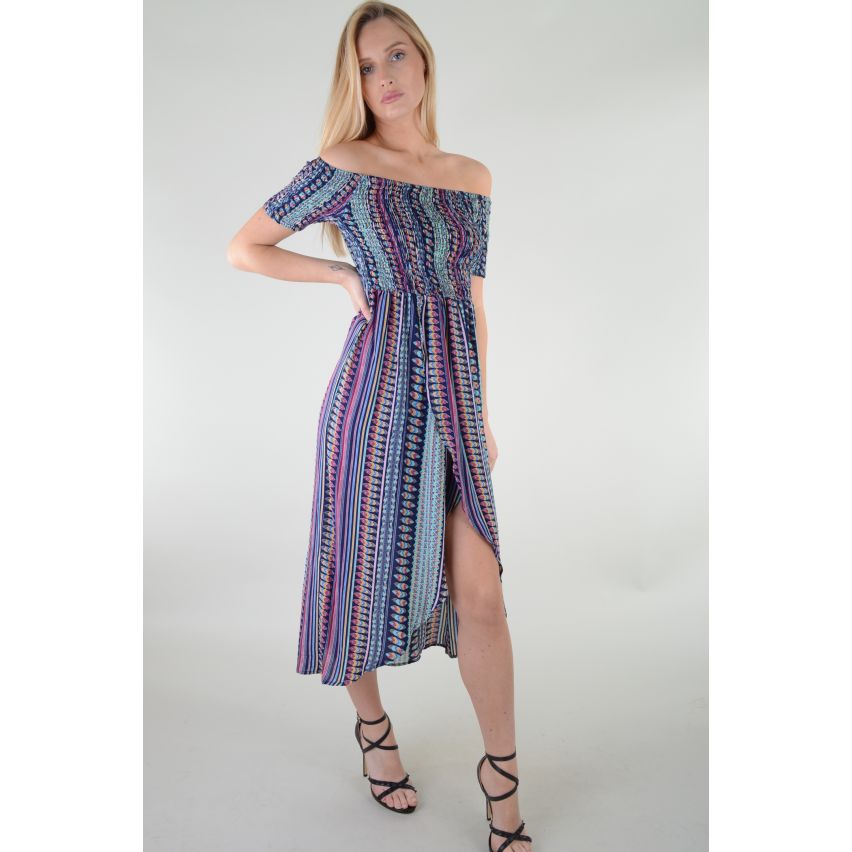 Lovemystyle aus der Schulter Maxi-Kleid mit Rock-Split