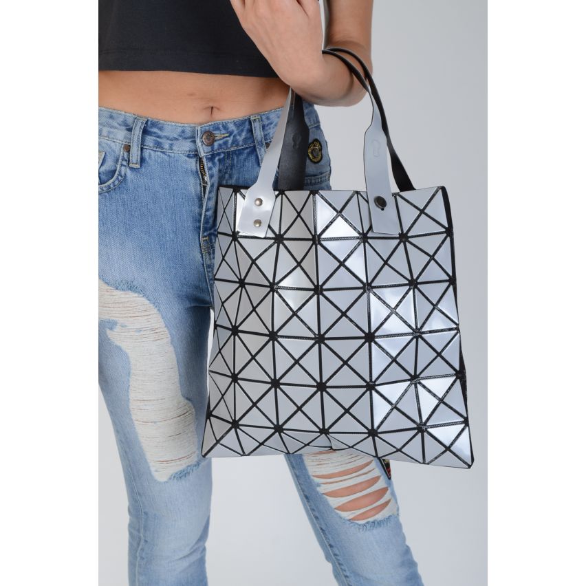 Lovemystyle Silver and Black Triangle Tote Bag