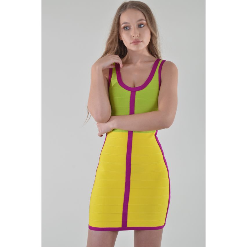 Lovemystyle Short Multicoloured Bandage Dress