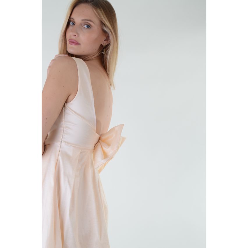 Lovemystyle Seide Satin nackte Skater-Kleid mit rückenfreie Bogen zurück