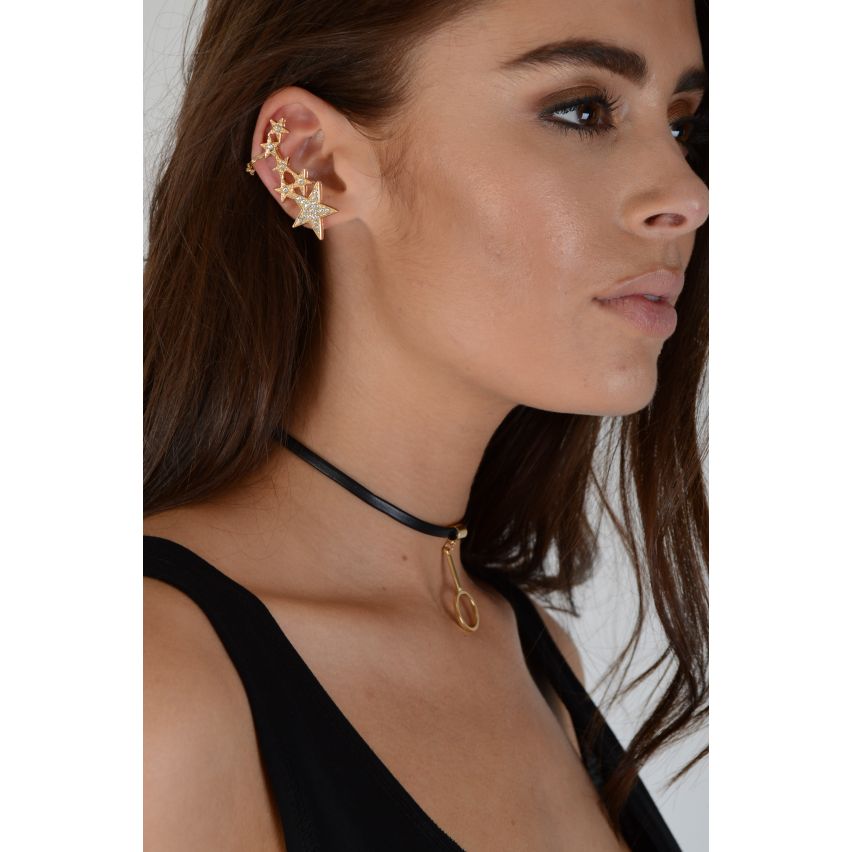 Lovemystyle Cuff Earring With Multiple Gold And Silver Stars