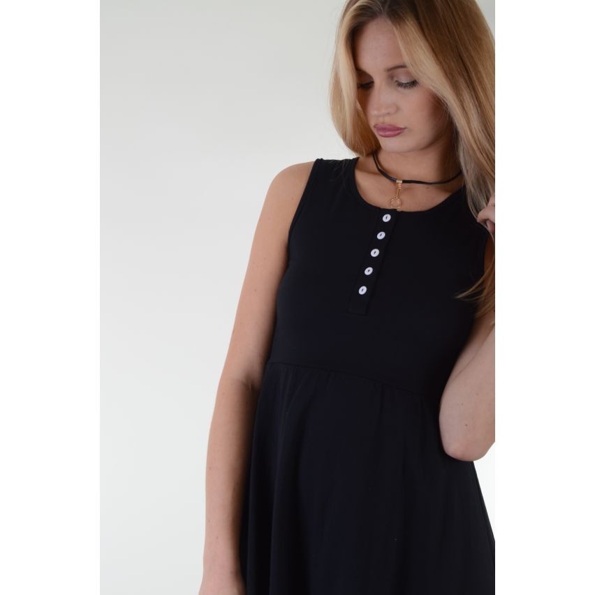 Lovemystyle schwarzes Kleid mit weißen Knopf Details