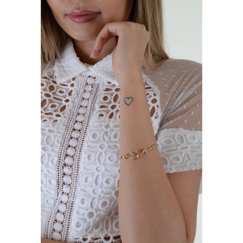 LMS White Lace Shirt Dress With Short Sleeves