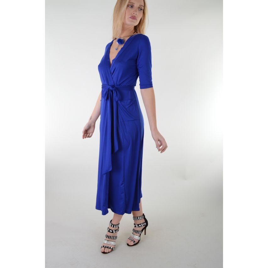 Lovemystyle blau MIDI-Länge Wickelkleid mit Tie Taille - Probe