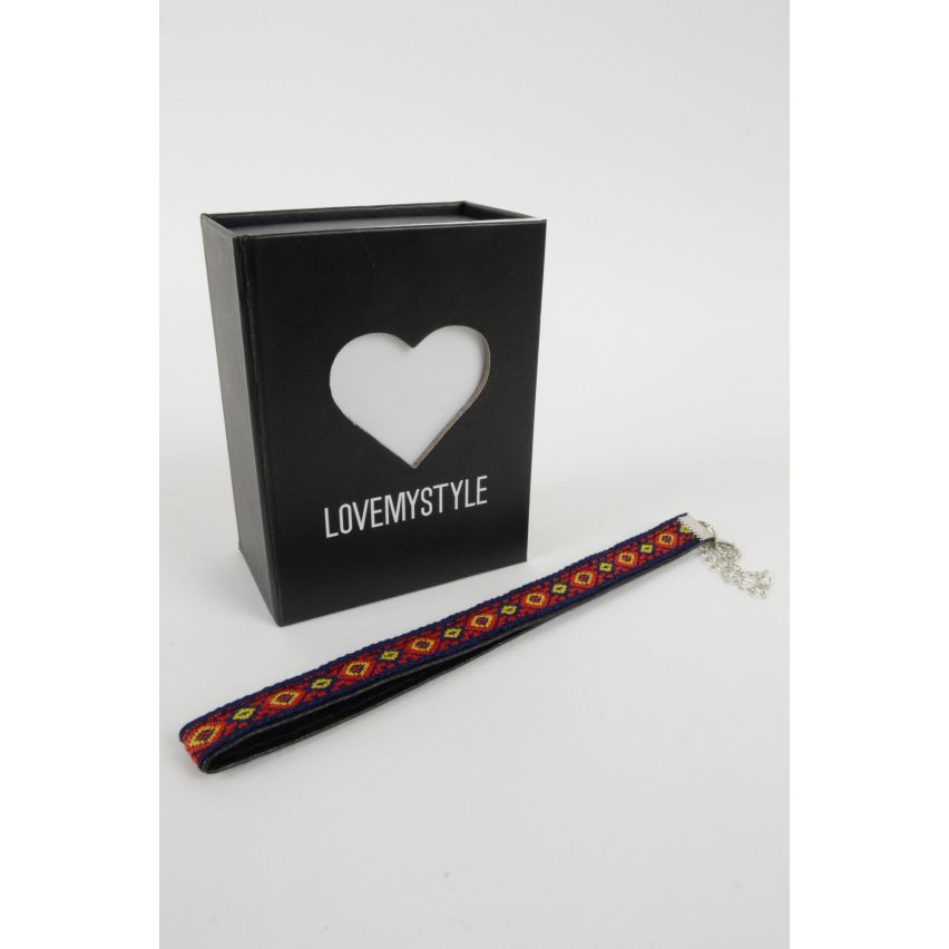 Lovemystyle Faux Leder Halsband mit Aztec Stil Naht