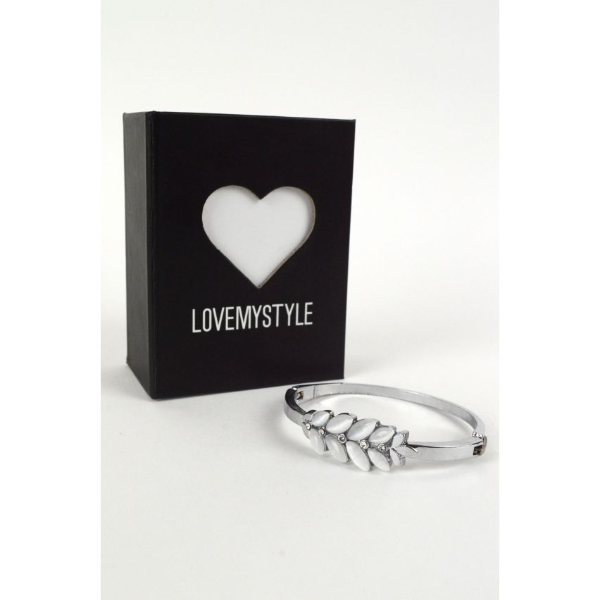 LMS Silver Metal Bracelet With Leaf Shaped Embellishment