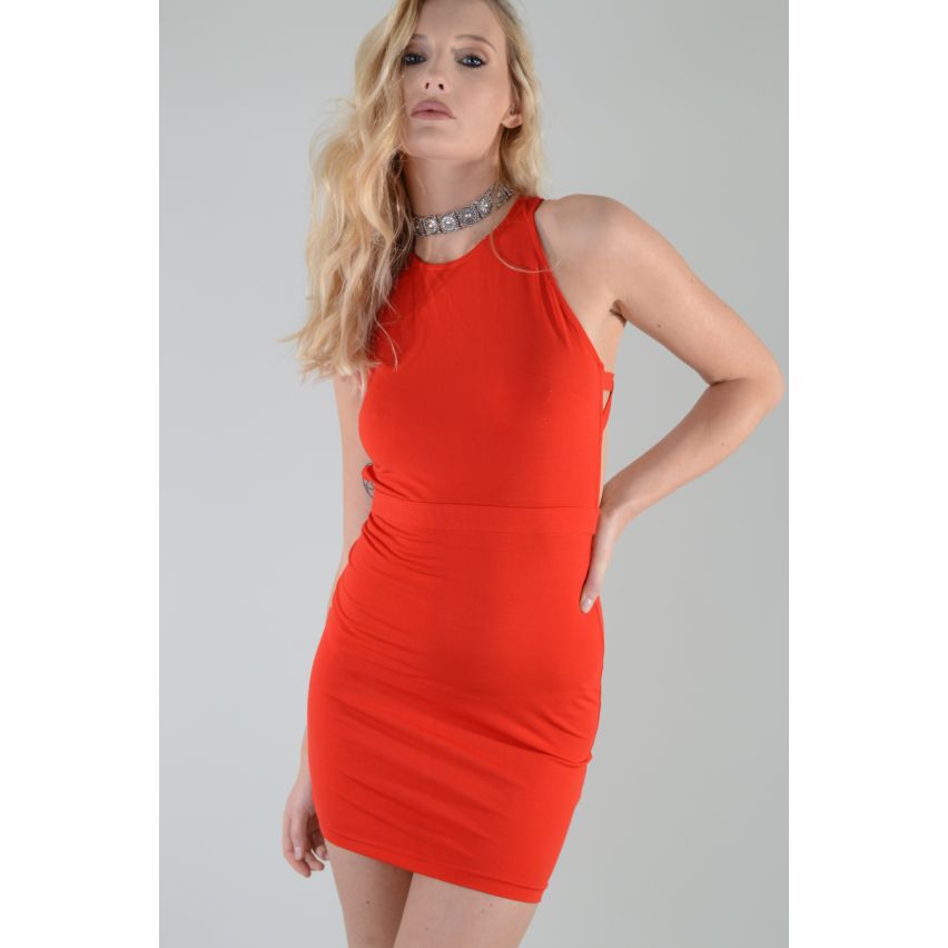 Lovemystyle Short Red Dress With Feature Black Zip - SAMPLE